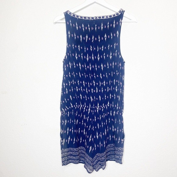 Joie Kayture Embroidered Silk Navy Romper S - Picture 8 of 11